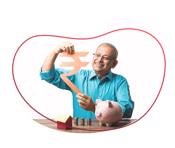 Happy men with piggybank